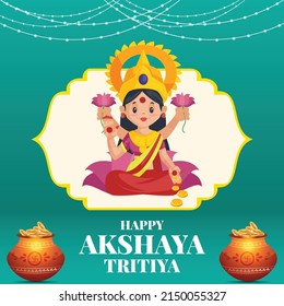 Indian religious festival happy Akshaya Tritiya greeting template design.