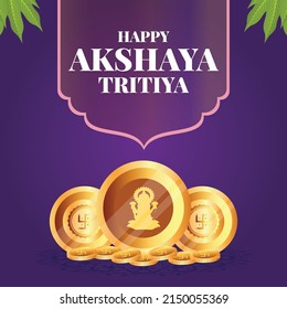 Indian religious festival Happy Akshaya Tritiya greeting template design.