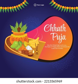 Indian Religious Festival Happy Chhath Puja Banner Design Template.