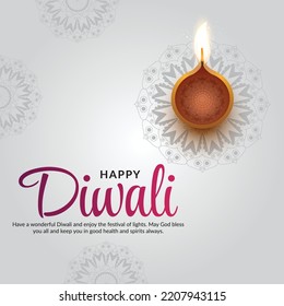 Indian religious festival Happy Diwali banner design template.