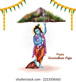 Indian Religious Festival Happy Govardhan Puja Celebration Background