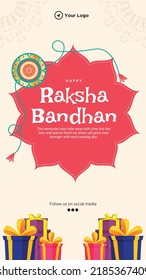 Indian religious festival happy Raksha Bandhan portrait template design.  