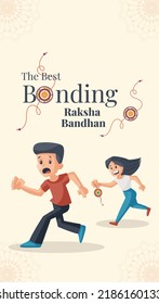 Indian religious festival happy raksha bandhan the best bonding portrait template design. 