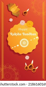 Indian religious festival happy raksha bandhan portrait template design. 