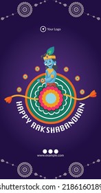 Indian religious festival happy raksha bandhan portrait template design. 