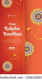 Indian religious festival happy raksha bandhan portrait template design. 