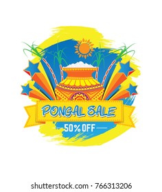 Indian Religious Festival Pongal Offer Template Design - Creative Pongal Offer Template Illustration