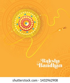 Indian Religious Festival Raksha Bandhan Greeting Card Layout Template Design with Creative Rakhi Illustration