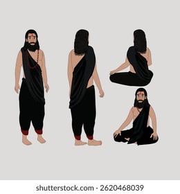 Indian religious guru cartoon character design