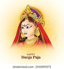 Indian religious happy durga puja festival greeting card holiday background 