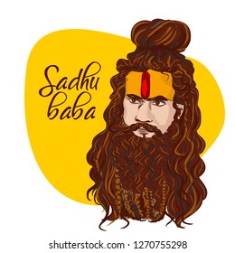 Indian religious monk or sadhu vector