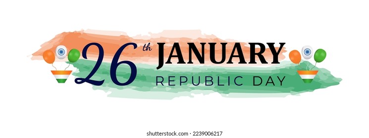 Indian Republic Day. 26 January Republic day concept with text and realistic ballon. Greeting card, banner with template text vector illustration