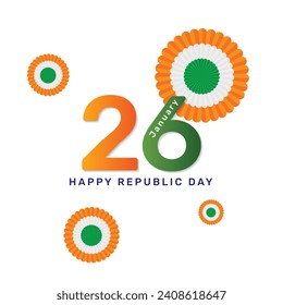 Indian republic day 26 january national poster. Happy republic day social media post banner vector design