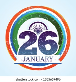 Indian Republic Day background with 26 January grunge texture, Vector Illustration