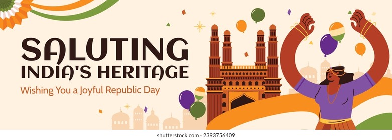 Indian republic day background. Indian republic day celebration. Happy Republic Day of India. January 26. Cartoon Vector illustration Template for Poster, Banner, Flyer, Greeting, Card, Post, Cover.