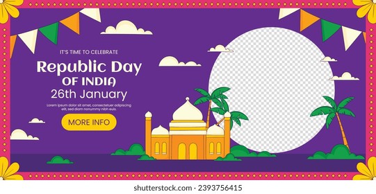 Indian republic day background. Indian republic day celebration. Happy Republic Day of India. January 26. Cartoon Vector illustration Template for Poster, Banner, Flyer, Greeting, Card, Post, Cover.