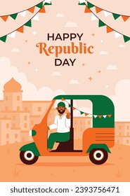 Indian republic day background. Indian republic day celebration. Happy Republic Day of India. January 26. Cartoon Vector illustration Template for Poster, Banner, Flyer, Greeting, Card, Post, Cover.