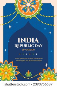 Indian republic day background. Indian republic day celebration. Happy Republic Day of India. January 26. Cartoon Vector illustration Template for Poster, Banner, Flyer, Greeting, Card, Post, Cover.