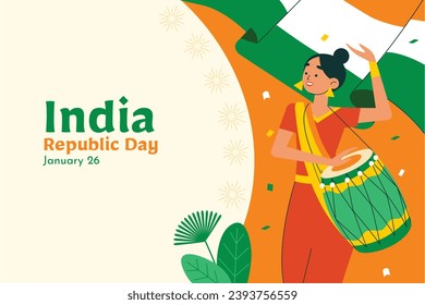 Indian republic day background. Indian republic day celebration. Happy Republic Day of India. January 26. Cartoon Vector illustration Template for Poster, Banner, Flyer, Greeting, Card, Post, Cover.