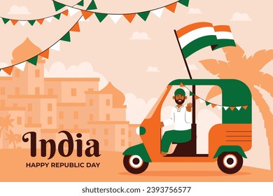 Indian republic day background. Indian republic day celebration. Happy Republic Day of India. January 26. Cartoon Vector illustration Template for Poster, Banner, Flyer, Greeting, Card, Post, Cover.