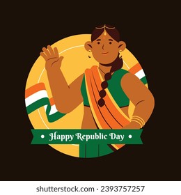 Indian republic day background. Indian republic day celebration. Happy Republic Day of India. January 26. Cartoon Vector illustration Template for Sticker, Card, post.