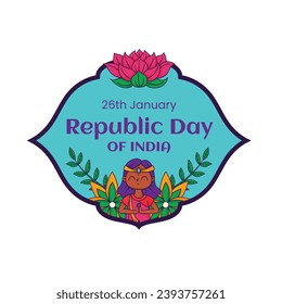 Indian republic day background. Indian republic day celebration. Happy Republic Day of India. January 26. Cartoon Vector illustration Template for Sticker, Card, post.