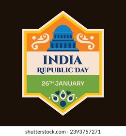 Indian republic day background. Indian republic day celebration. Happy Republic Day of India. January 26. Cartoon Vector illustration Template for Sticker, Card, post.