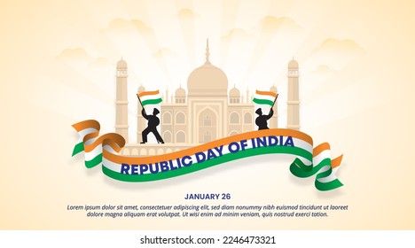 Indian republic day background with a flag and building