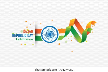 Indian Republic Day Background With Indian National Flag Vector Illustration