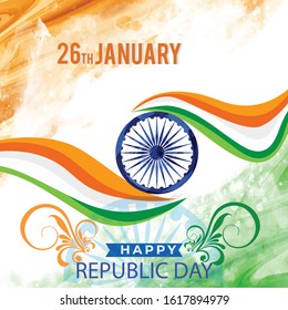 Indian Republic day background with text 26 January.