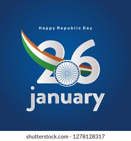 Indian Republic day banner design with text 26 January - Vector illustration
