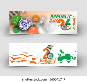 Indian Republic Day Banner & Header Design Set.
