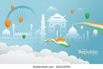 Indian Republic Day Celebration Background Template Vector Illustration