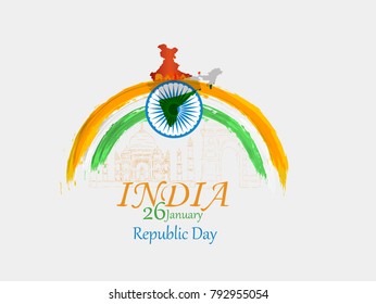 Indian Republic Day celebration background with National Flag colors brush stroke