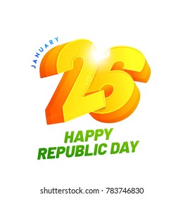 Indian Republic Day celebration concept with 3D text 26 January, Happy Republic Day.