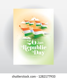 Indian Republic Day Celebration Greetings Card Template Design