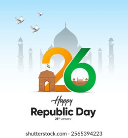 Indian Republic Day Celebration - Patriotic 26 January Vector Design