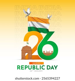 Indian Republic Day Celebration - Patriotic 26 January Vector Design