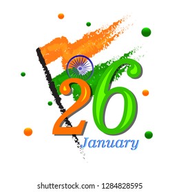 Indian Republic Day celebration with text 26 January. Vector