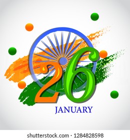 Indian Republic Day celebration with text 26 January. Vector