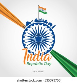 Indian Republic Day Celebration Vector Illustration.