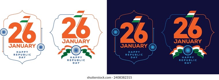 Indian republic Day celebrations. 26th January 2024, 26th january logo unit, for layout, poster, social media, digital media, logo,Happy Republic Day background. 26 January logo symbol. vector