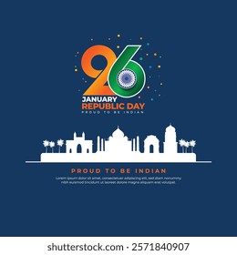 Indian republic Day celebrations. 26th January logo unit, for layout, poster, social media, digital media, logo, Happy Republic Day background. 26 January logo symbol. EPS vector