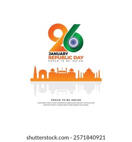 Indian republic Day celebrations. 26th January logo unit, for layout, poster, social media, digital media, logo, Happy Republic Day background. 26 January logo symbol. EPS vector