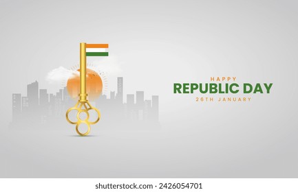 Indian Republic Day Celebrations Creative ads. Republic day creative design. 3D Illustration