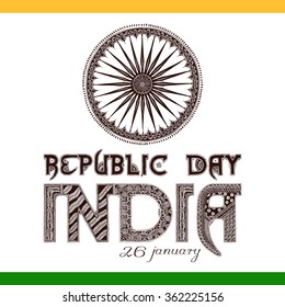 Indian Republic Day concept background with Ashoka wheel. Vector Illustration.