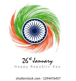 Indian Republic day concept brush stroke background for Republic Day celebration.  Design with Abstract Tri Color Flag - Vector