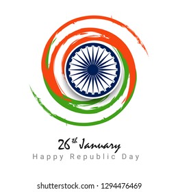 Indian Republic day concept brush stroke background for Republic Day celebration.  Design with Abstract Tri Color Flag - Vector