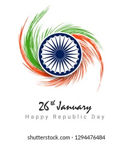 Indian Republic day concept brush stroke background for Republic Day celebration.  Design with Abstract Tri Color Flag - Vector