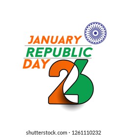 Indian Republic day concept with text 26 January. Vector Illustration.